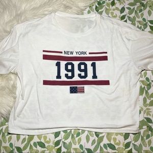 White New York Crop Top